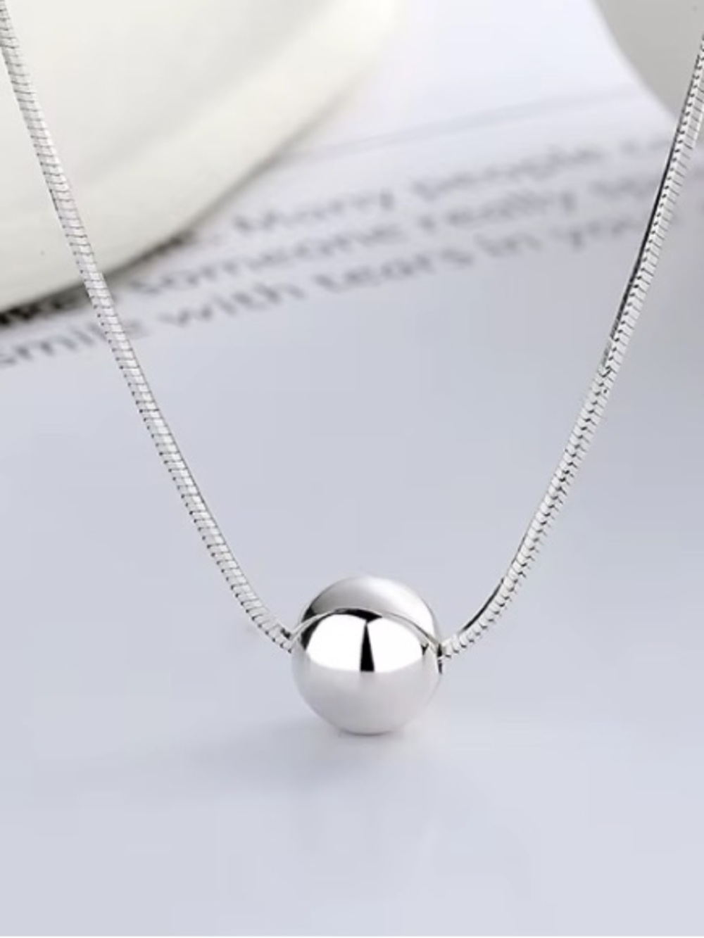 925 Sterling Silver Round Bead Necklace - Classic Minimalist